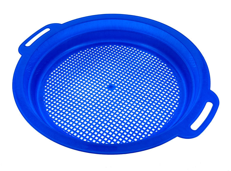 4 Pc Set- 8.5" Plastic Sand Sifting Pans in Mesh Bag,36 Holes Per Inch, blue