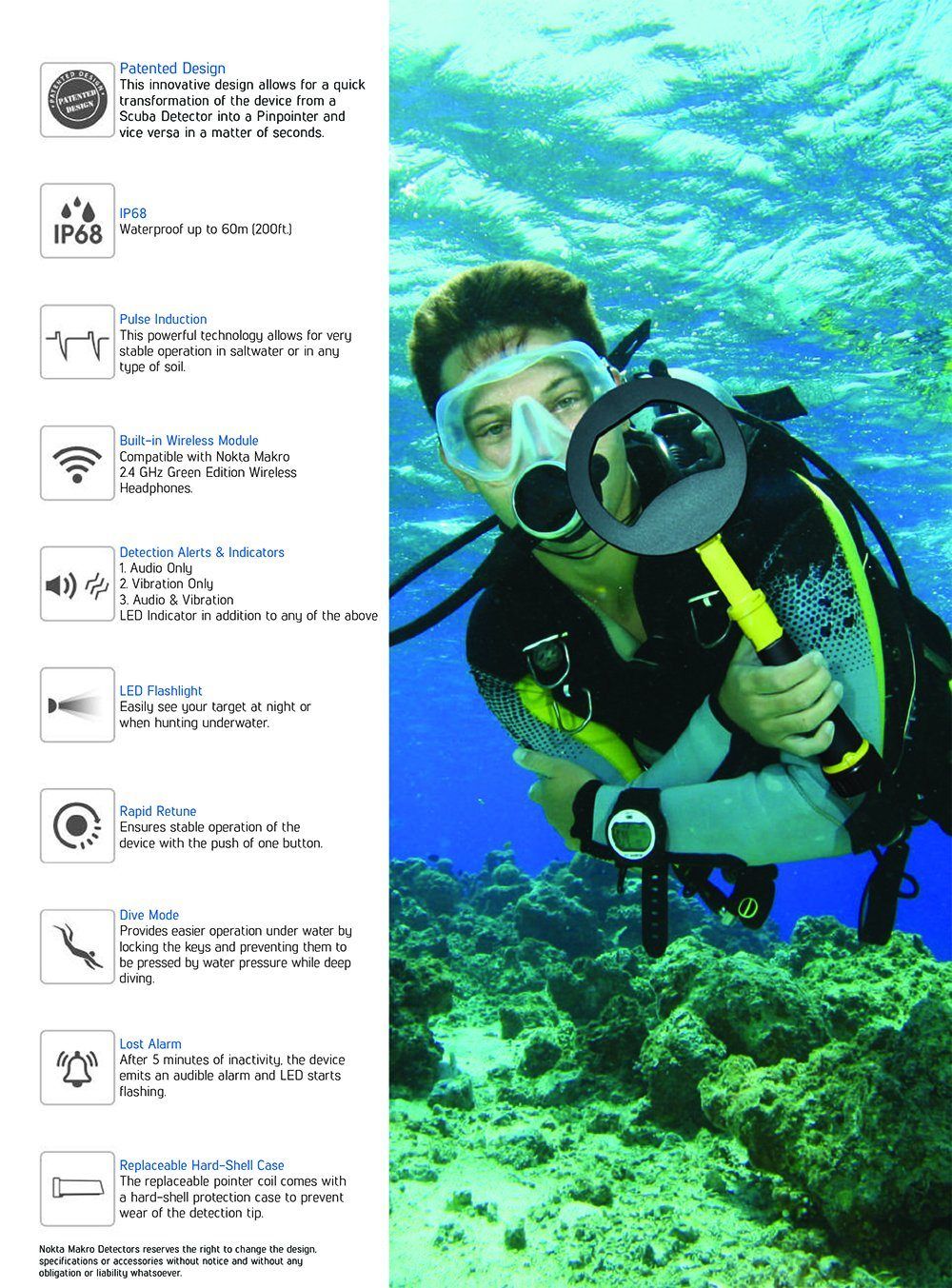 PulseDive Scuba Detector convertible to Pointer (2-in-1 Set) Waterproof up to 200 ft! Nokta MAKRO Metal Detectors NOKTA MAKRO