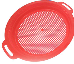 4 Pc Set- 8.5" Plastic Sand Sifting Pans in Mesh Bag,36 Holes Per Inch, Red