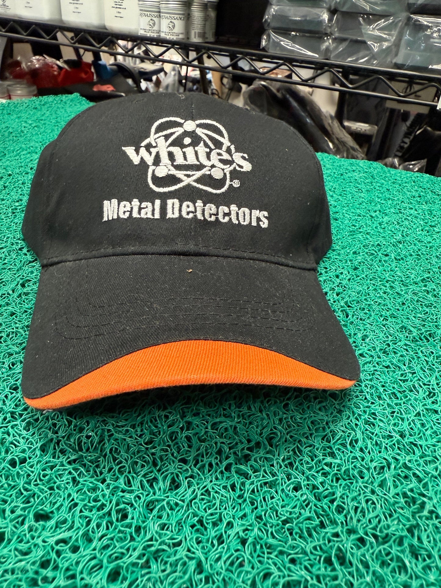 White’s Metal Detectors Hat – Black with Orange Trim | New Old Stock