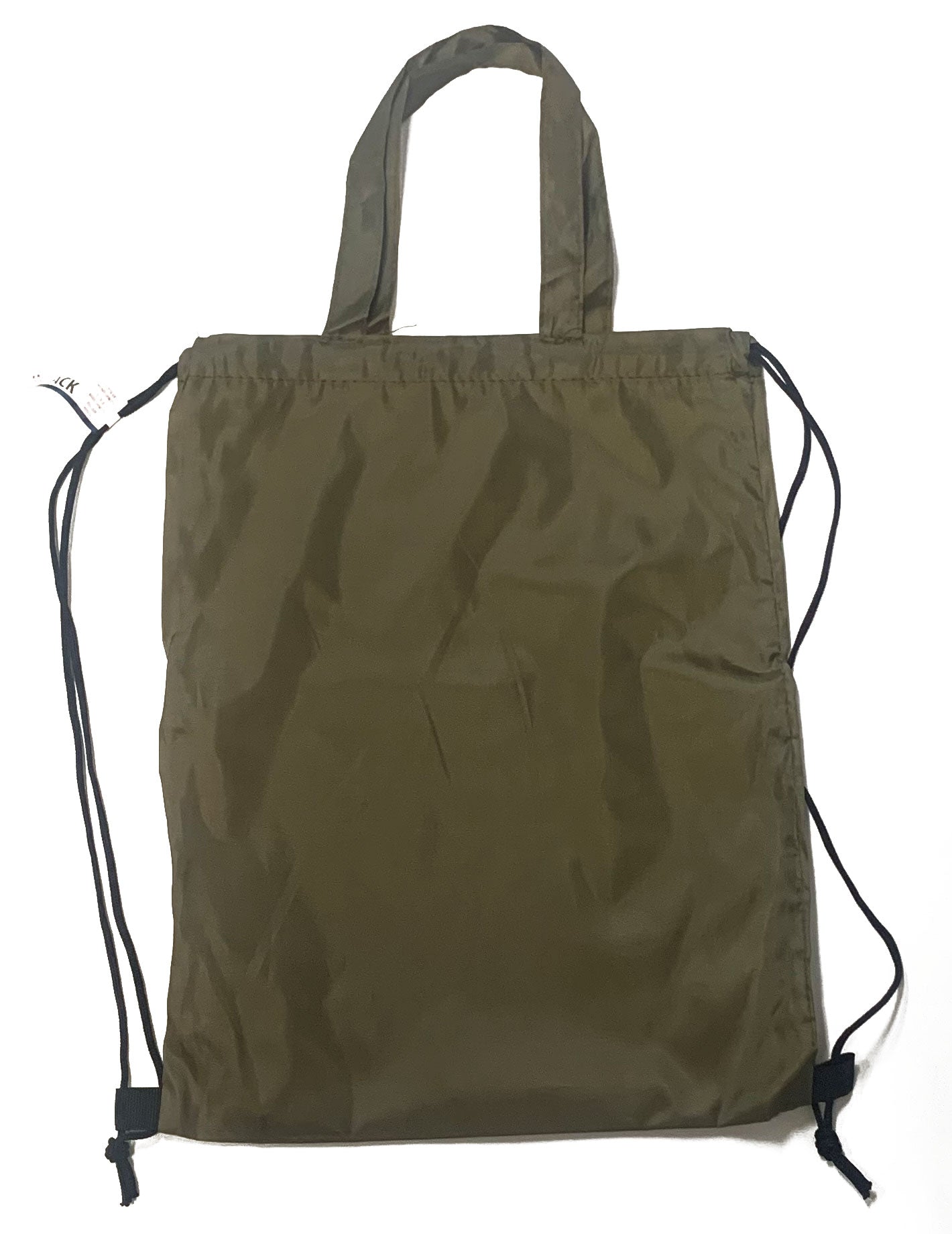 Olive Green -Polyester Drawstring Backpack/ Bag with Loop Handle, (17"x x 13") 17-20 lb Weight Capacity