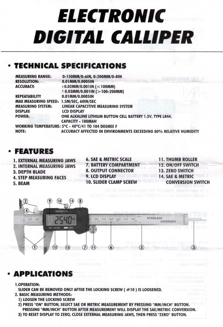 6" LCD Digital Caliper with Extra Battery and Case