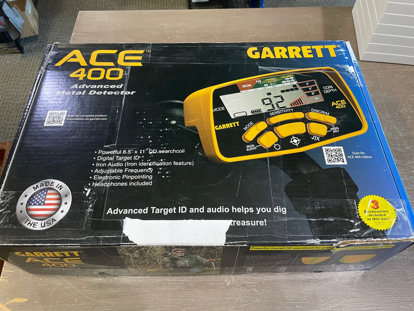 Used Once - New Garrett ACE 400 Metal Detectors with Waterproof search coil (full warranties included)