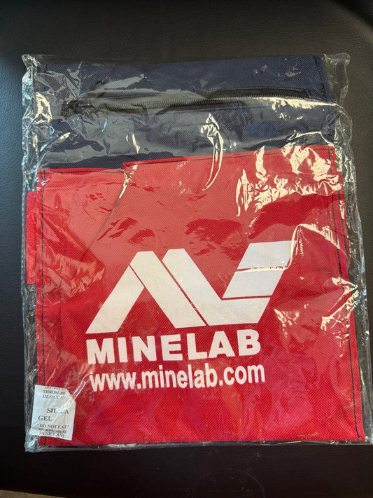 Minelab blue and red pouch new old stock in original packaging front view