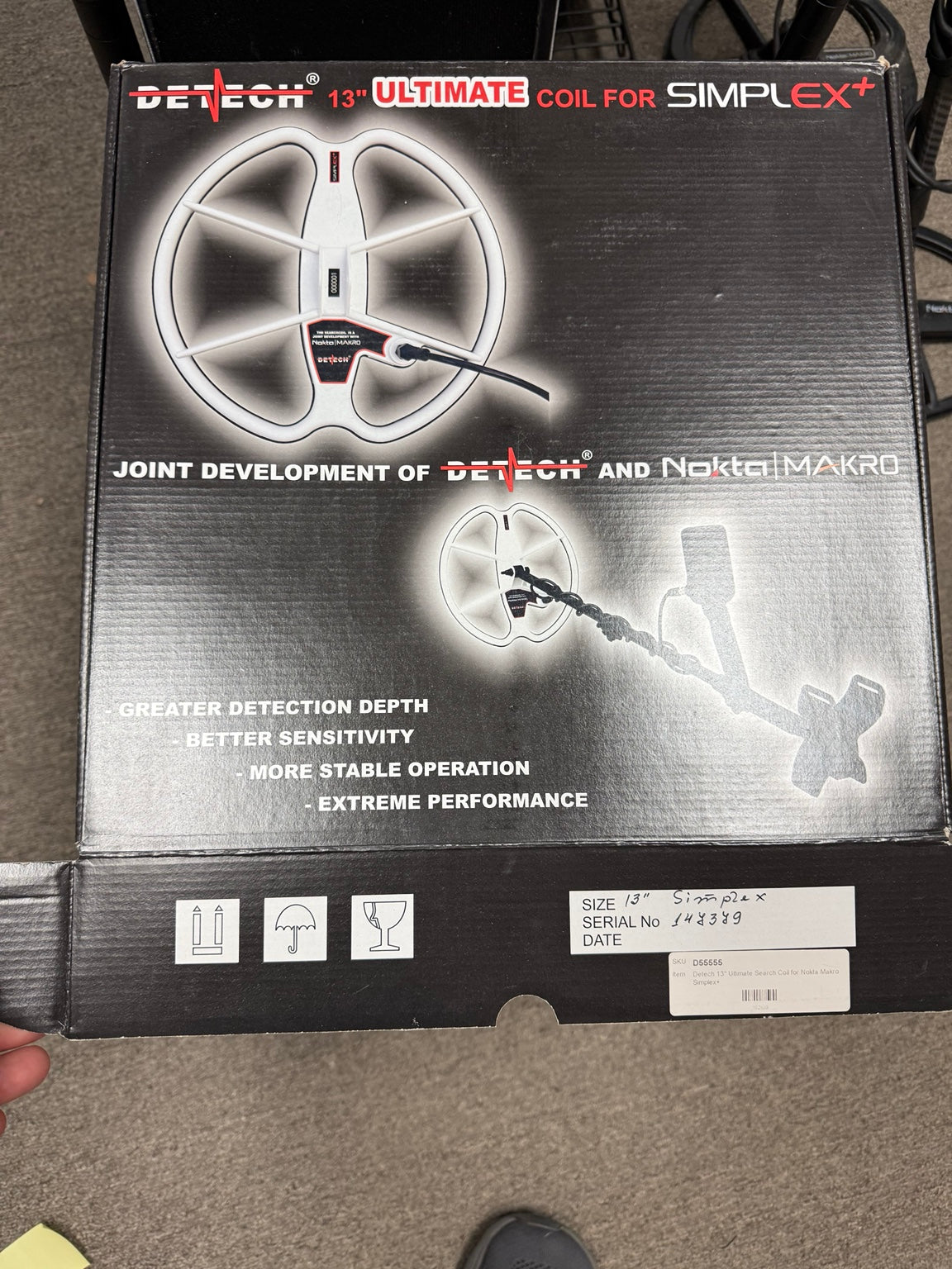 Detech 13 inch Ultimate Simplex Plus coil box label
