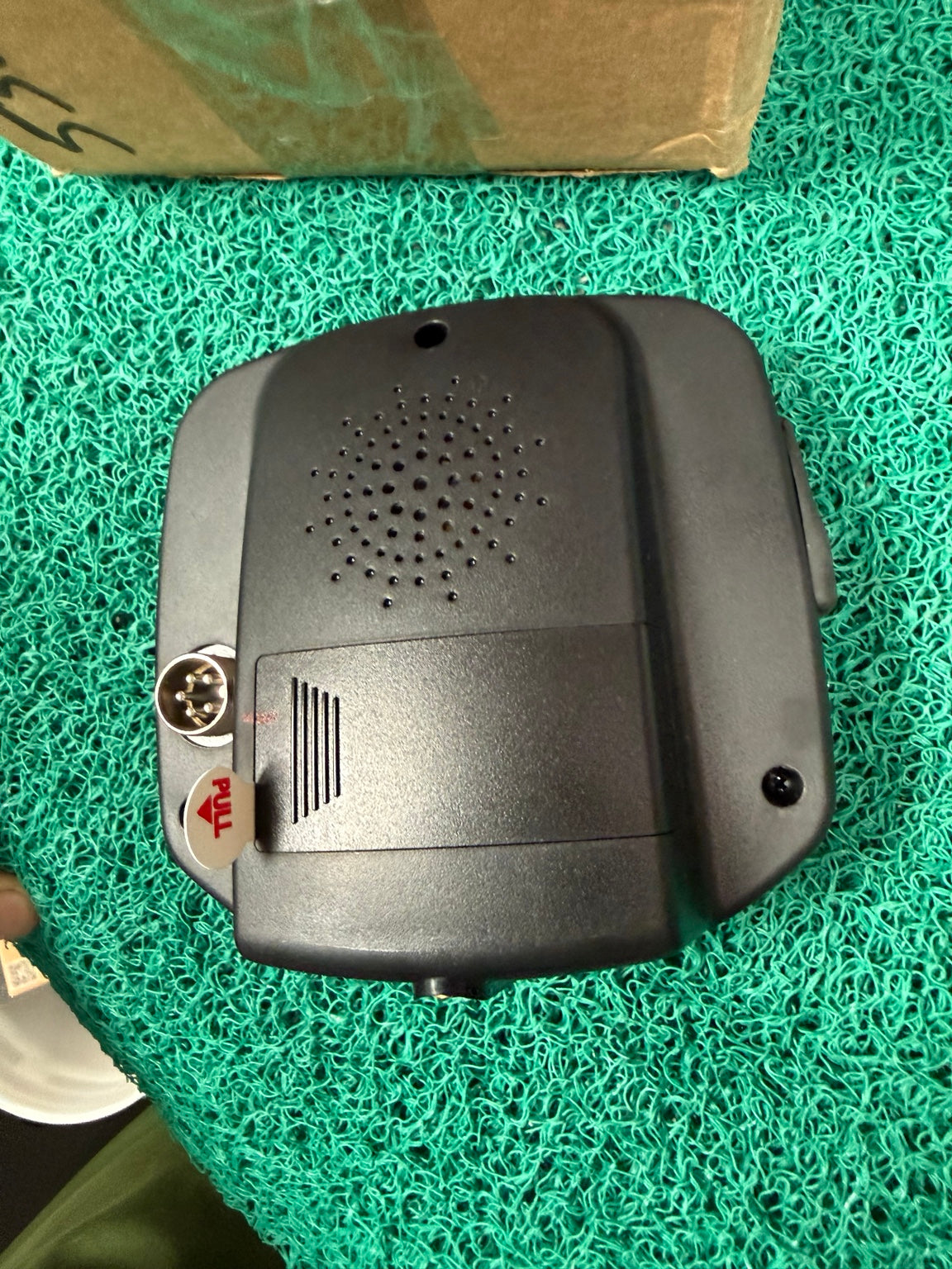 Back of used Fisher Gold Bug control housing showing battery compartment and coil connector