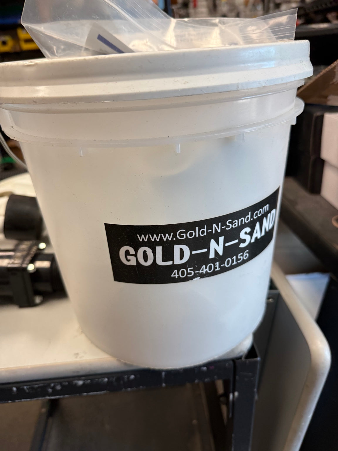 Slightly used Gold-N-Sand prospecting system bucket and accessories