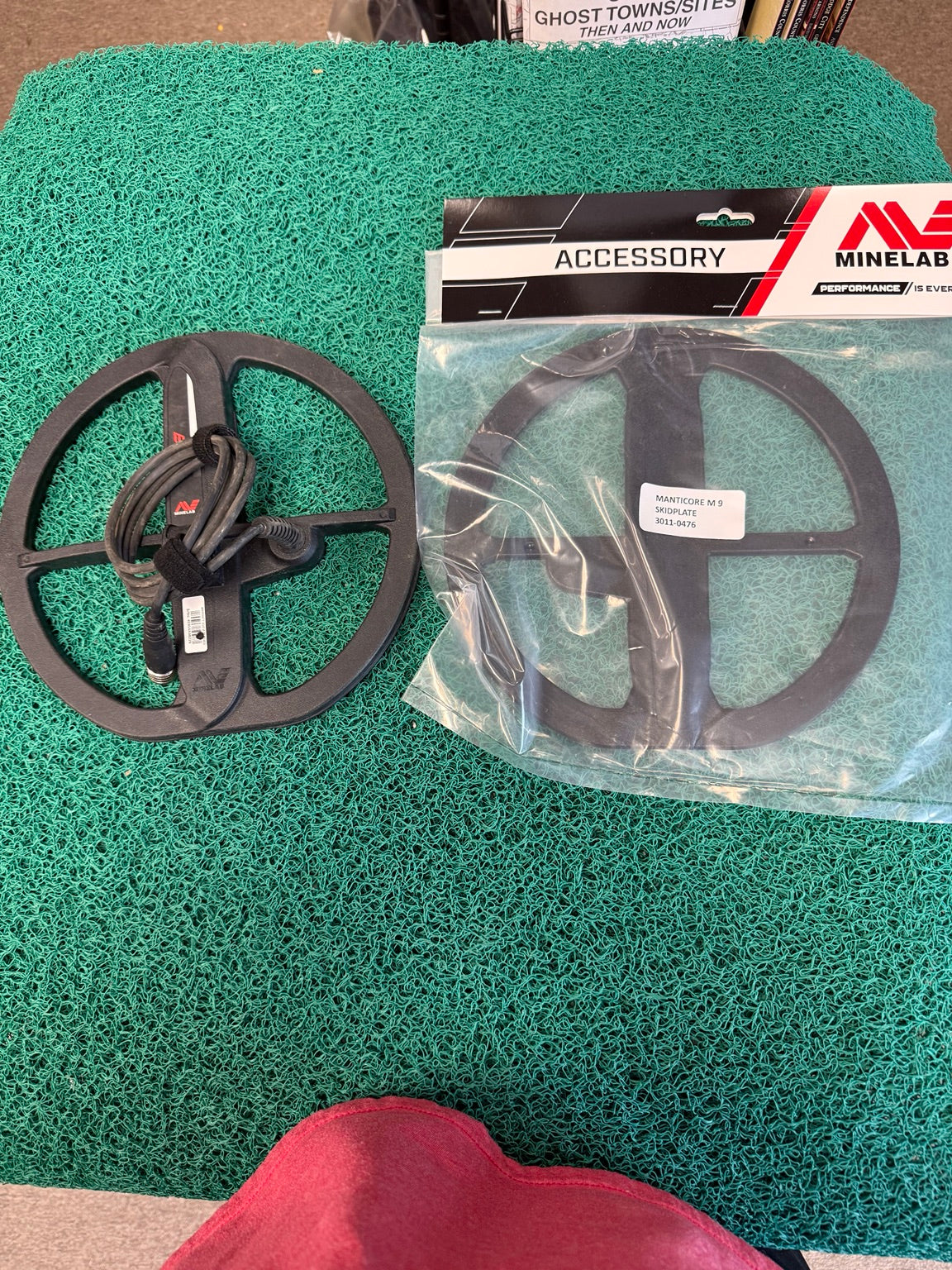 Actual used Minelab M9 coil with new replacement skidplate