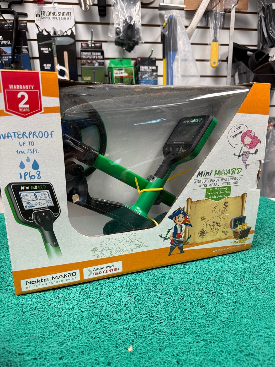 Used Nokta Mini Hoard waterproof kids metal detector in retail packaging